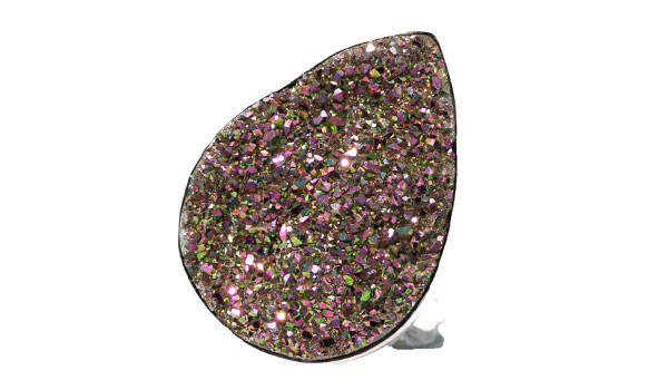 Sterling Silver Pink Chalcedony Drusy Adjustable Ring