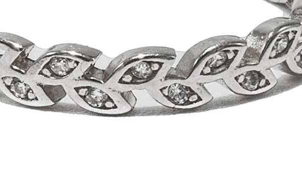 Mini Stacker Sterling Silver Crystal Leaf Band Ring