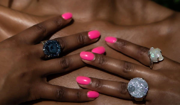 Sterling Silver Cobalt Drusy Stone Adjustable Ring