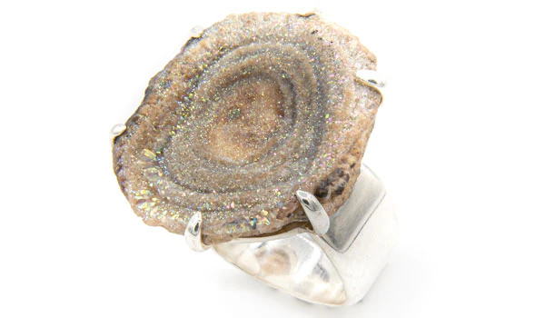 Sterling Silver Drusy Adjustable Ring
